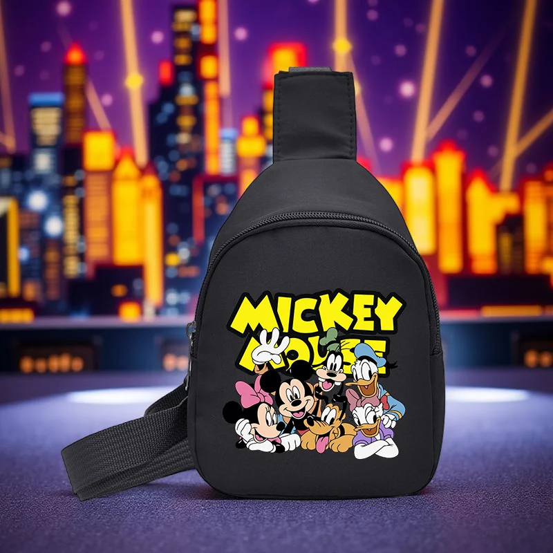 

Маленькая нагрудная сумка с Микки и Минни, повседневная сумка через плечо, легкая милая сумка через плечо, кошелек для монет с принтом для путешествий и школы