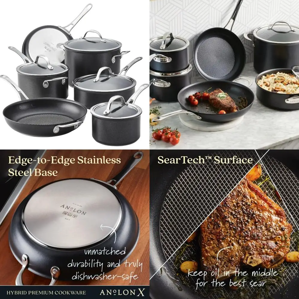 

Anolon X Hybrid 10-Piece Nonstick Cookware Set for Induction with Dark Gray Pots and Pans