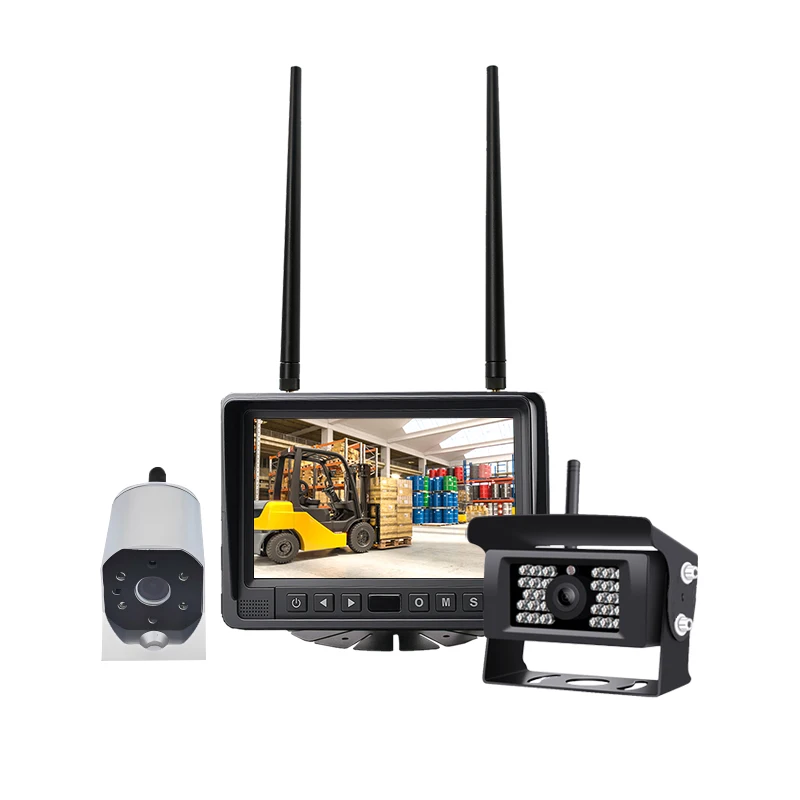 WTSAFE SF-410 7 Inch Industrial Waterproof Wireless ADAS Forklift Camera System with Magnet Night View WiFi 12-36V