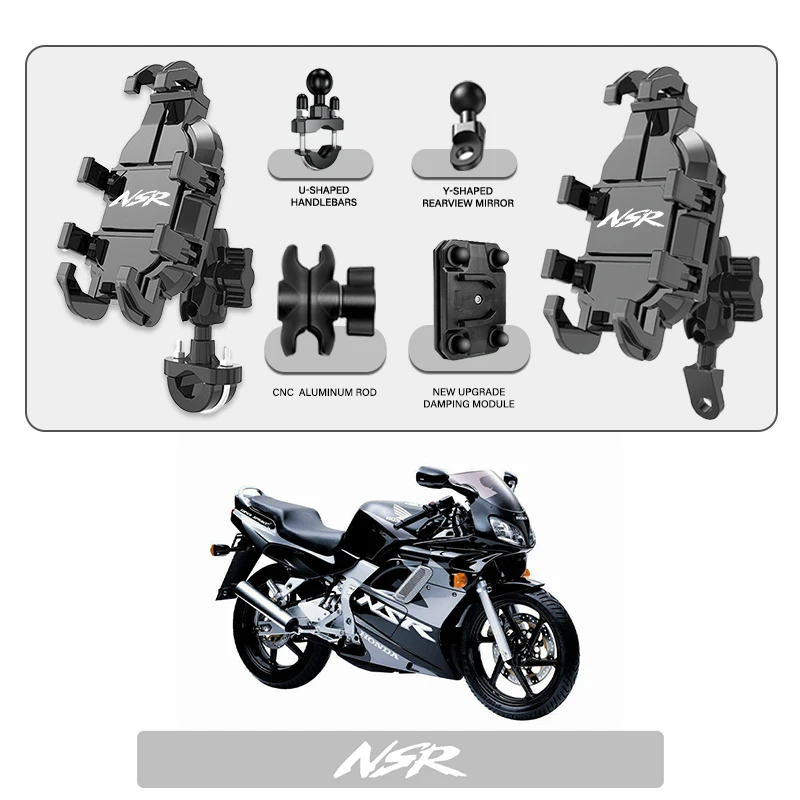 

Phone Mount Stand Motorcycle Holder 360° Rotatable ABS Adjustable For Honda NSR NSR125 NSR250R NSR 125 250R Custom LOGO