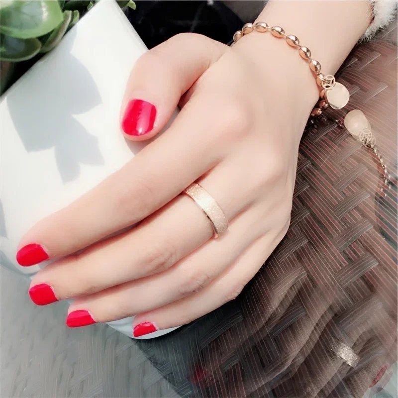 1-6mm Rose Gold Brush Finish Titanium Stainless Steel Ring Engagement Wedding Charm Rings Men Women Couples Tail Ring