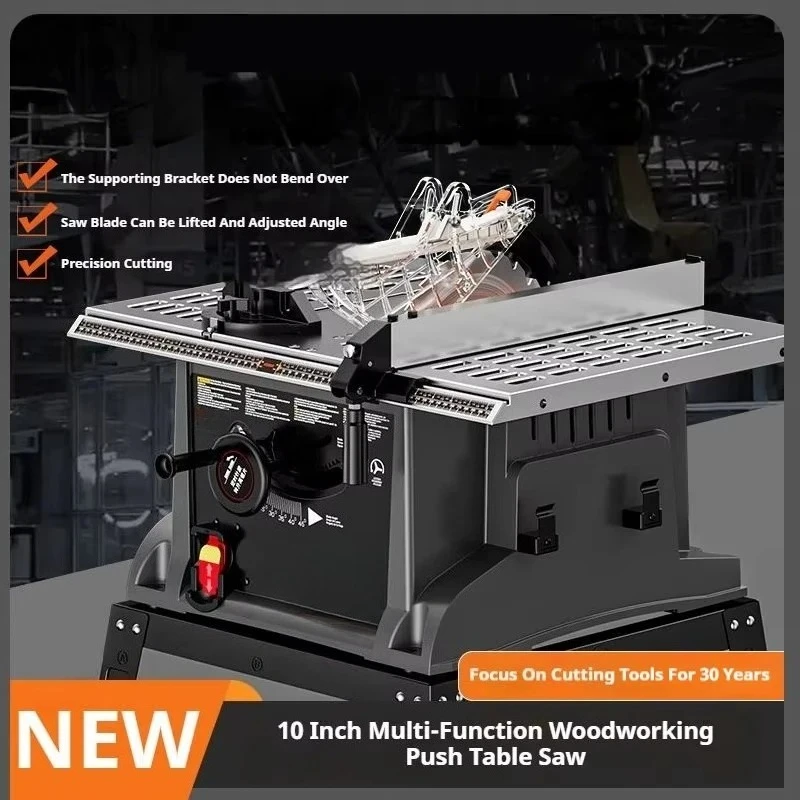 10 Inch Horizontal Table Panel Saw Multi-Function Woodworking Push Table Saw 220V Motor Metal Cutting Construction Farm Home