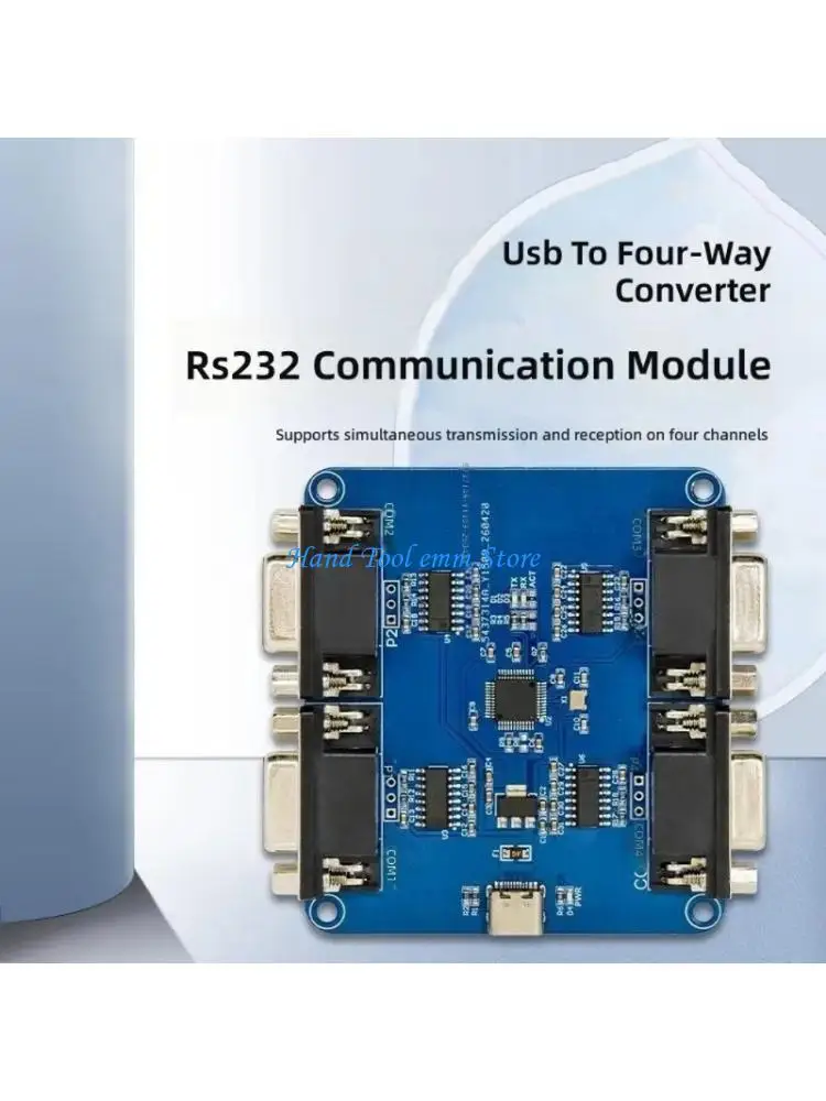 H37F Four Output RS232 Module with USB C Access and 9 Pin Outputs CH344Q Chip