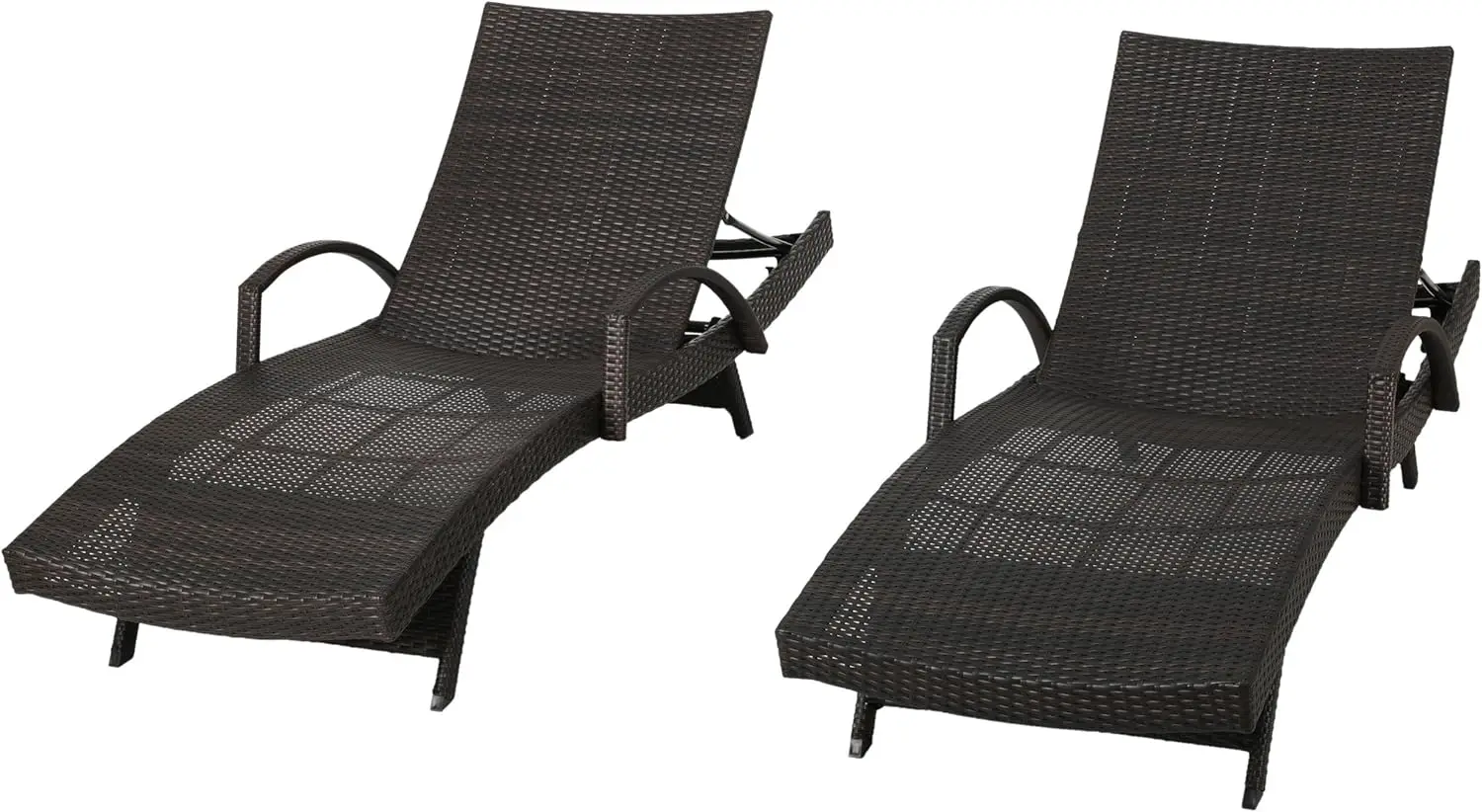 

Olivia Outdoor Brown Wicker Armed Chaise Lounge Chair (Set of 2)