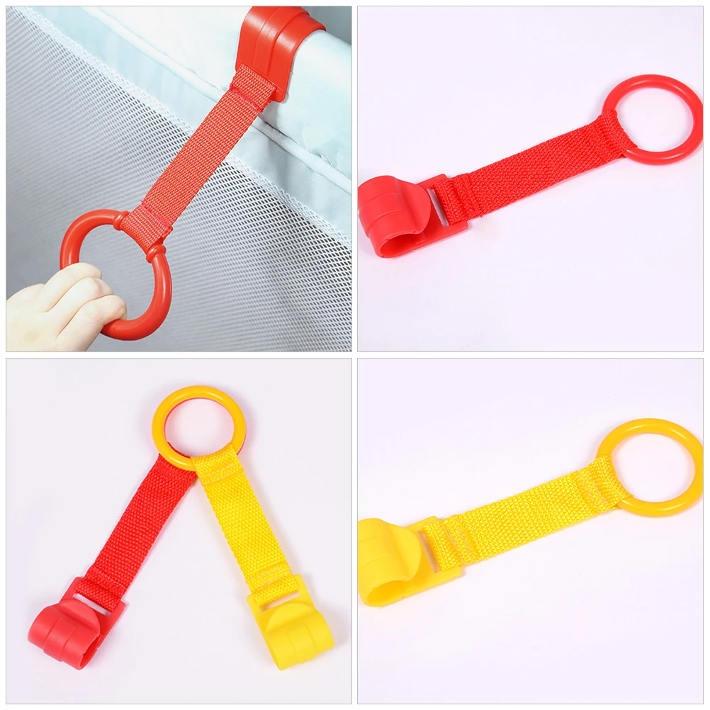 

4 Pcs Toddler Pull Ring Rings Bed Stand Infant Fitness Toys Pram Plastic Play Pen Handles