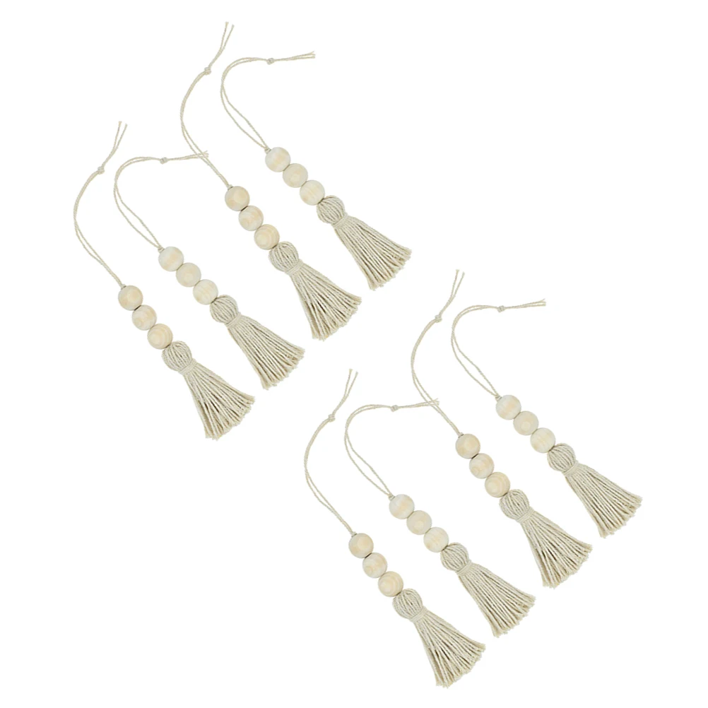 

8pcs Wooden Beads Tassel Decoration Ornament Pendant For Curtain Door Handle Boho Home Christmas Decor Gift Wood Bead