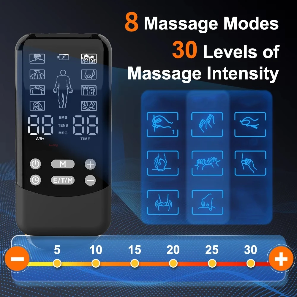 Portable EMS TENS Unit Dual-Channel Muscle Stimulator Pain Relief Device for Home Use Muscle Recovery