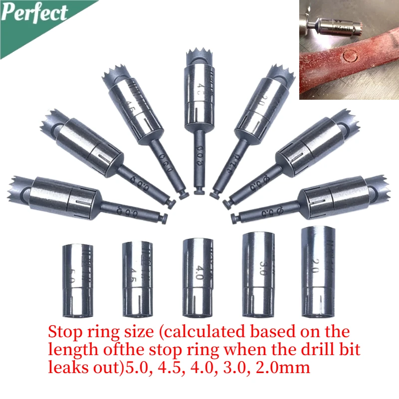 

Dental Implant Bone Extraction Ring Drill with Stop Ring Depth Controllable Hollow Bone Extraction Drill Circular Drilling Tool