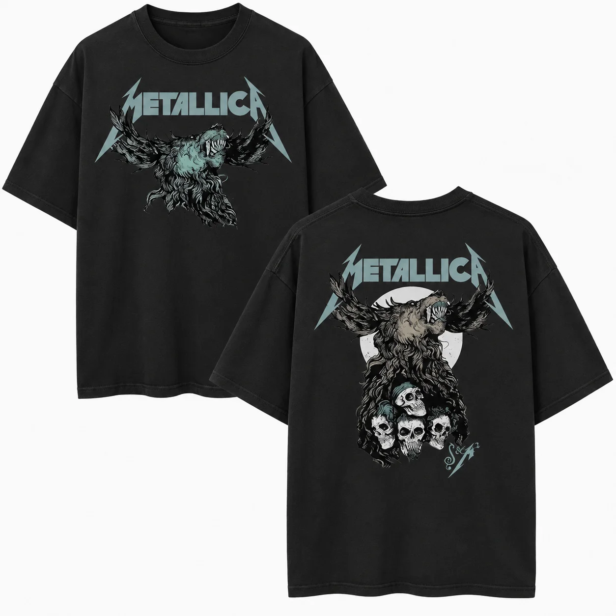 2026 and men women Classic washed T-shirt featuring the Metallica rock band Suitable for high-end luxurious outfits clothes