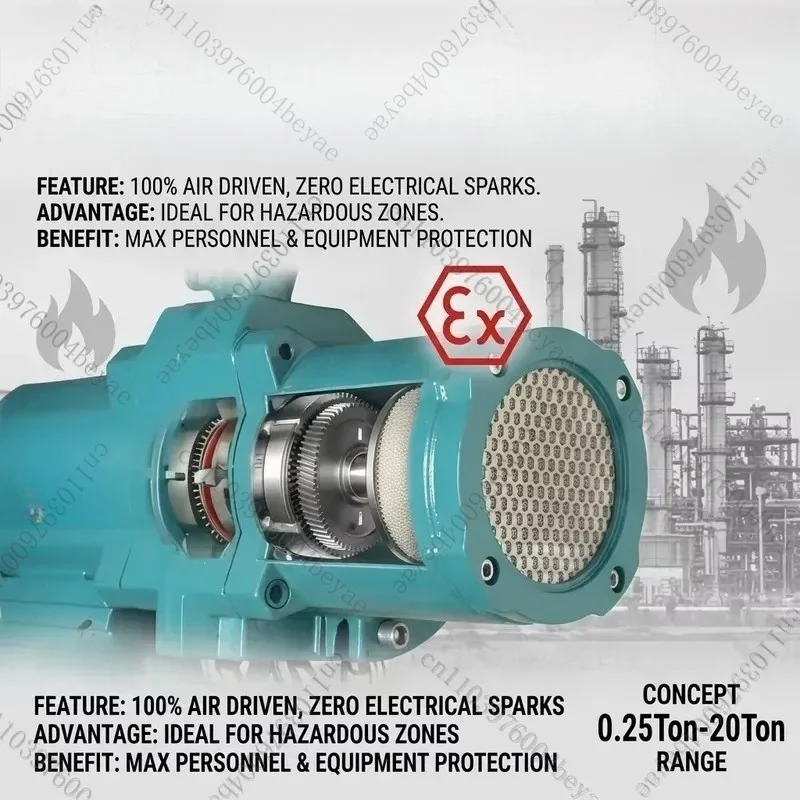 Heavy-duty, high-speed pneumatic hoists for assembly lines with 100% load cycle and low maintenance design