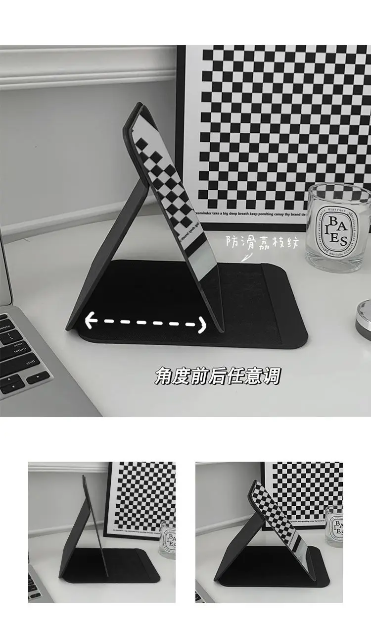 Leder-Klappspiegel, Schminkspiegel für den Schreibtisch, Verdickter HD-Spiegel, Modern und Schlicht, Dekorativer Tragbarer Schminkspiegel für Schlafzimmer und Zuhause – Detail 11