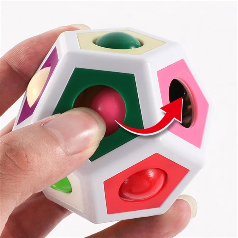 Cubo poligonal arco-íris bola pressão brinquedo alívio do estresse bola quebra-cabeça das crianças brinquedo resistente ao estresse dedo jogo presente