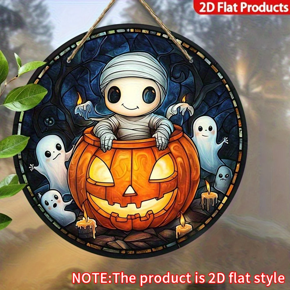 CIFBUY Vintage Aluminum Wall Art, Waterproof Mummy Pumpkin Sign, Durable Metal Decor for Living Room Bedroom Home Porch