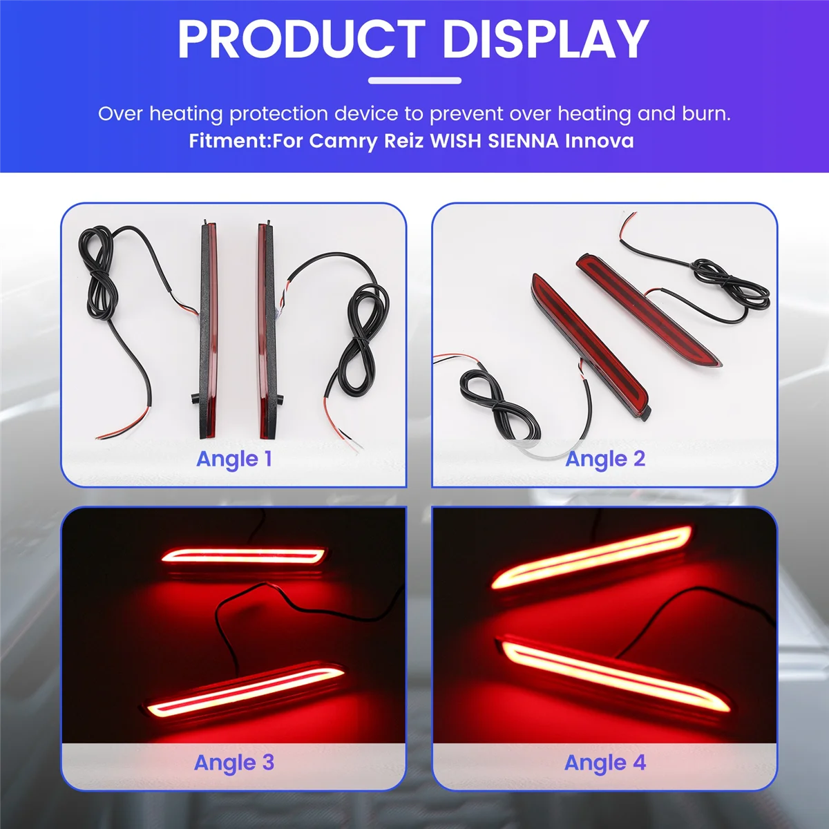 

A45I Led Car Rear Bumper Reflector Tail Brake Light Bar For Wish Sienna Isf Gx470 Rx300(Two Functions)