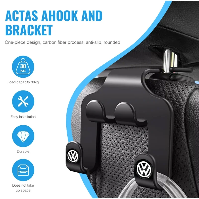 Car Seat Headrest Hook Handbag Purse Hanger Storage Organizer For Volkswagen VW Golf Tiguan Passat Variant b8 Touareg Magotan