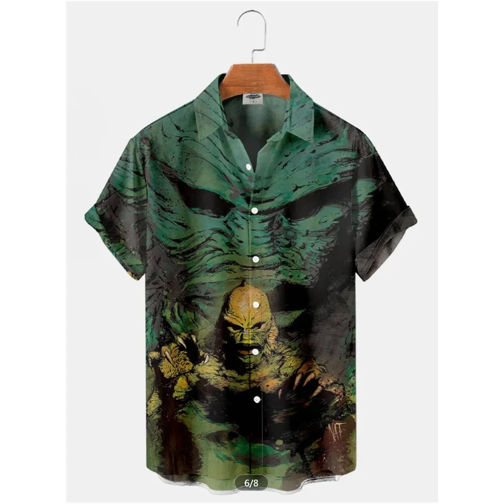 2025 Summer Men's Hawaiian Shirt Movie Figures Horror Vintage Shirt Street Clothing 3d Printed Men's Shirt Vintage Men