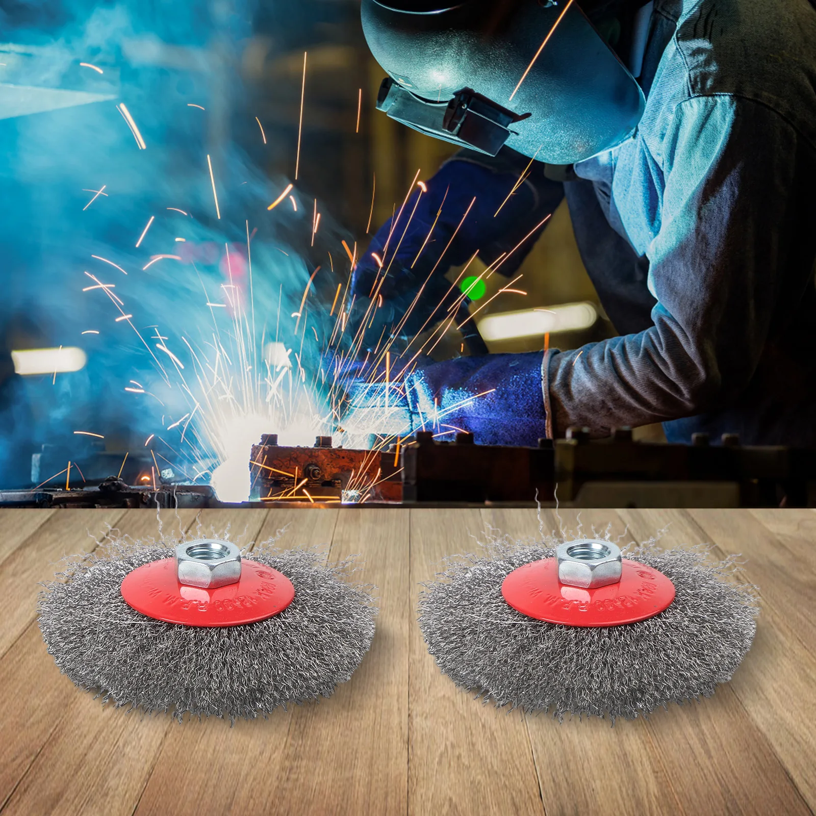 

2pc 115mm Wire Wheel Twisted Knot Crimp Steel Brushes Angle Grinder Wire Brush For Cleaning Descaling Wood Deburring Rust Remove