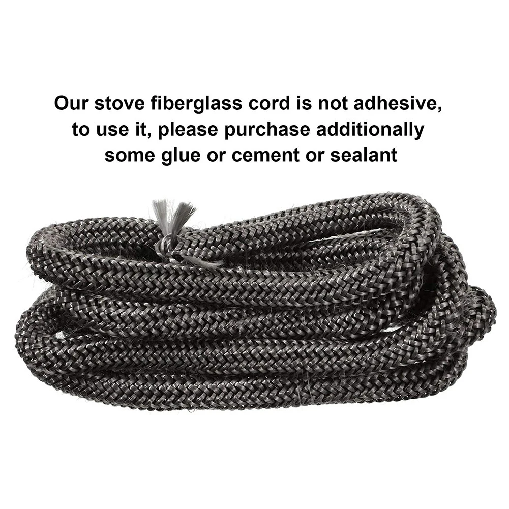 Sealing Cord Fiberglass Rope Seal Seal Rope Oven Fire Sealing Strip Round Black Fiberglass For Chimney Fireplace