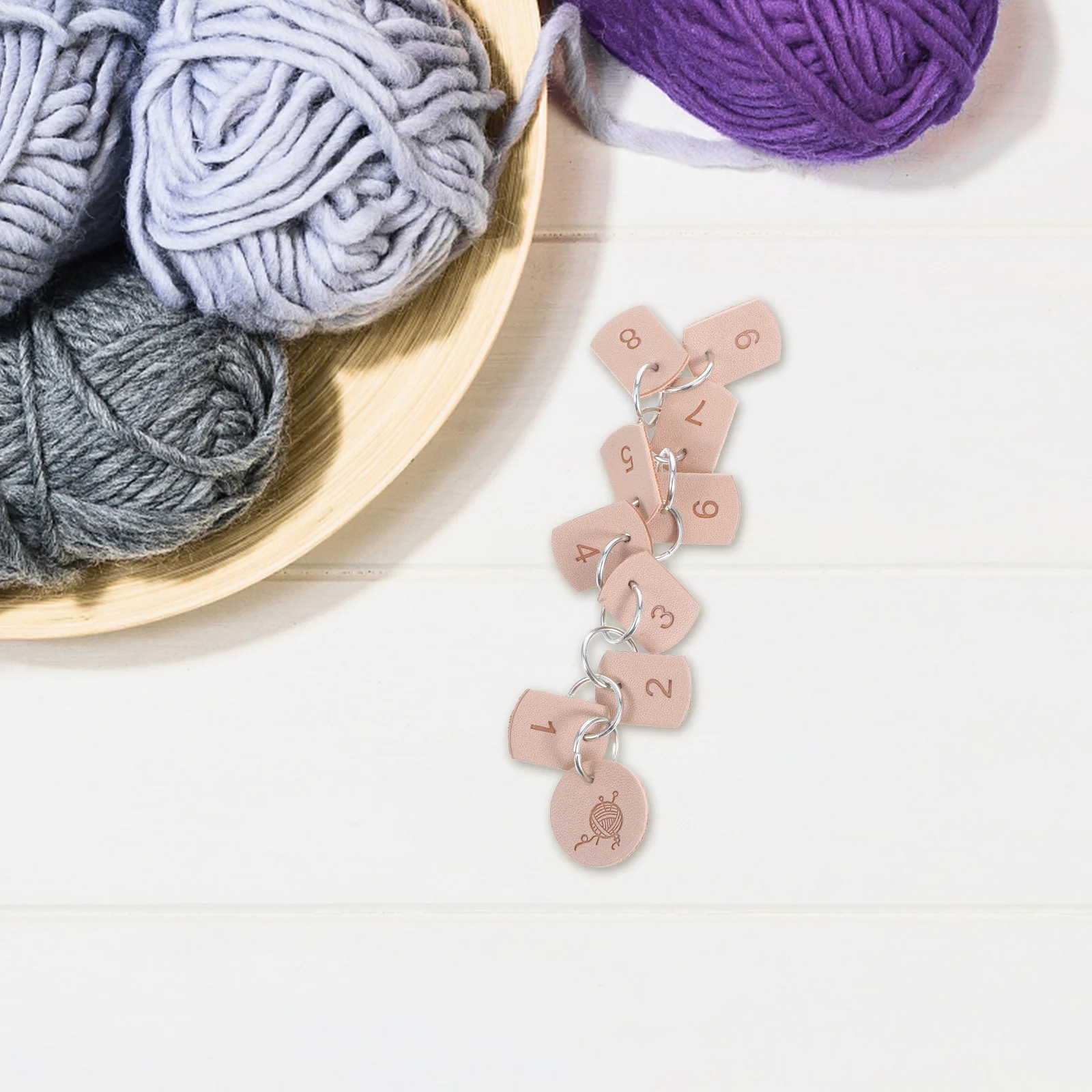 

PU Numbered Stitch Marker Chain Locking Row Counter for Knitting Crocheting Durable Iron Craft Accessories Charm Gift