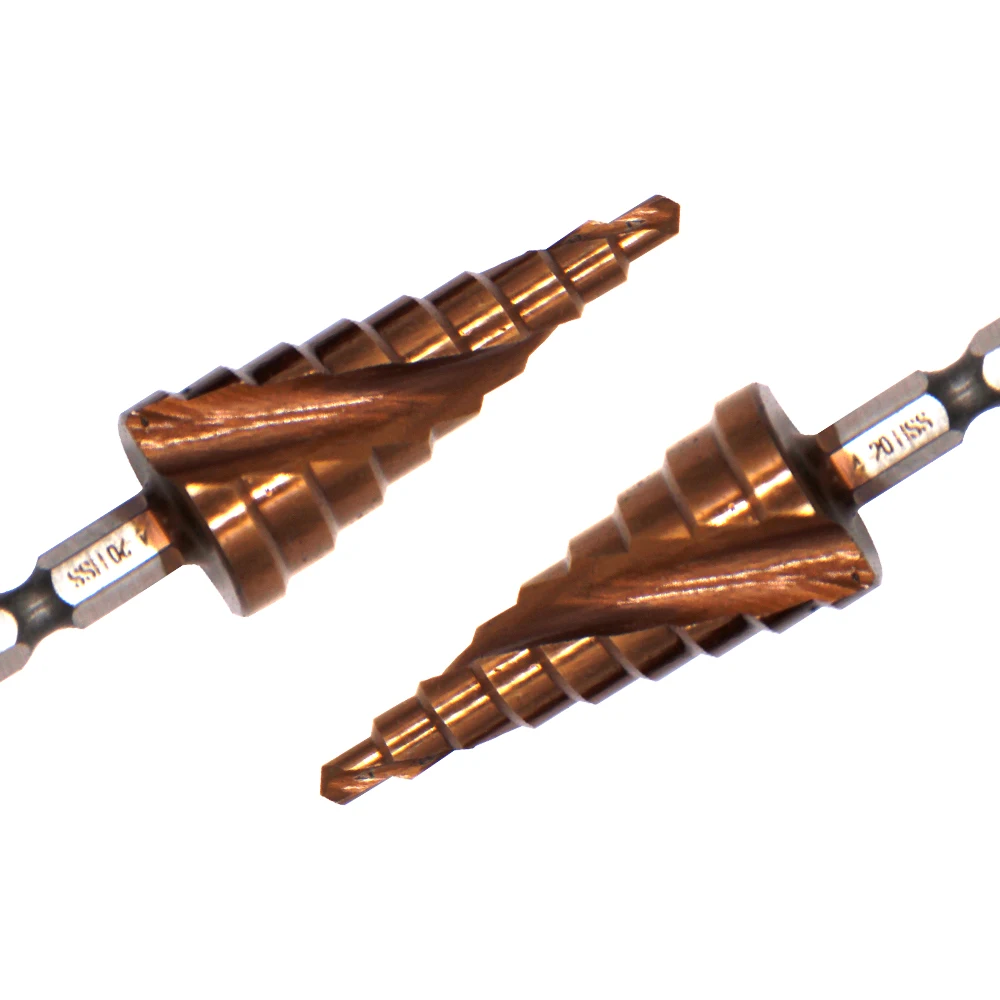 M35 الكوبالت تحتوي على سداسية دوامة خطوة الحفر الفولاذ المقاوم للصدأ التنصت 4-20 مللي متر معبد الحفر 1 قطعة أداة القطع أداة لقمة ثقب