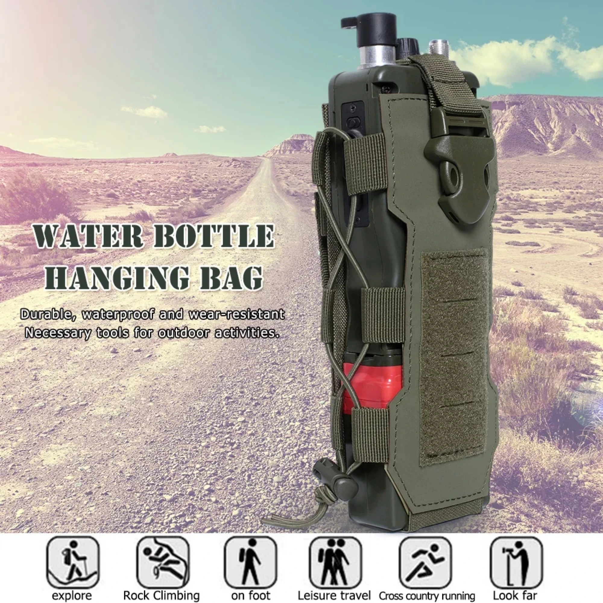 Tactische Molle Pouch Waterfles Tas Holster Outdoor Camping Jacht Trekkoord Fles Ketel Houder Carrier Pouch