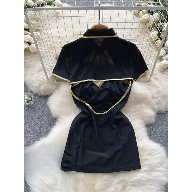 Women's Sexy Fashion Tight Sets Short Sleeve V-Neck Shawl Uniform Suits Dress Elegant Casual Comfortable Dress New