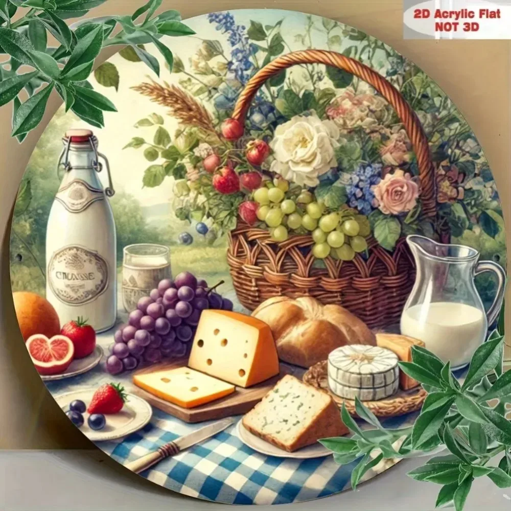 قطعة واحدة من جدارية غرفة النوم على الطراز المحلي - تصميم سلة الطعام والنبيذ |   فكرة لتزيين غرفة النوم والهدايا