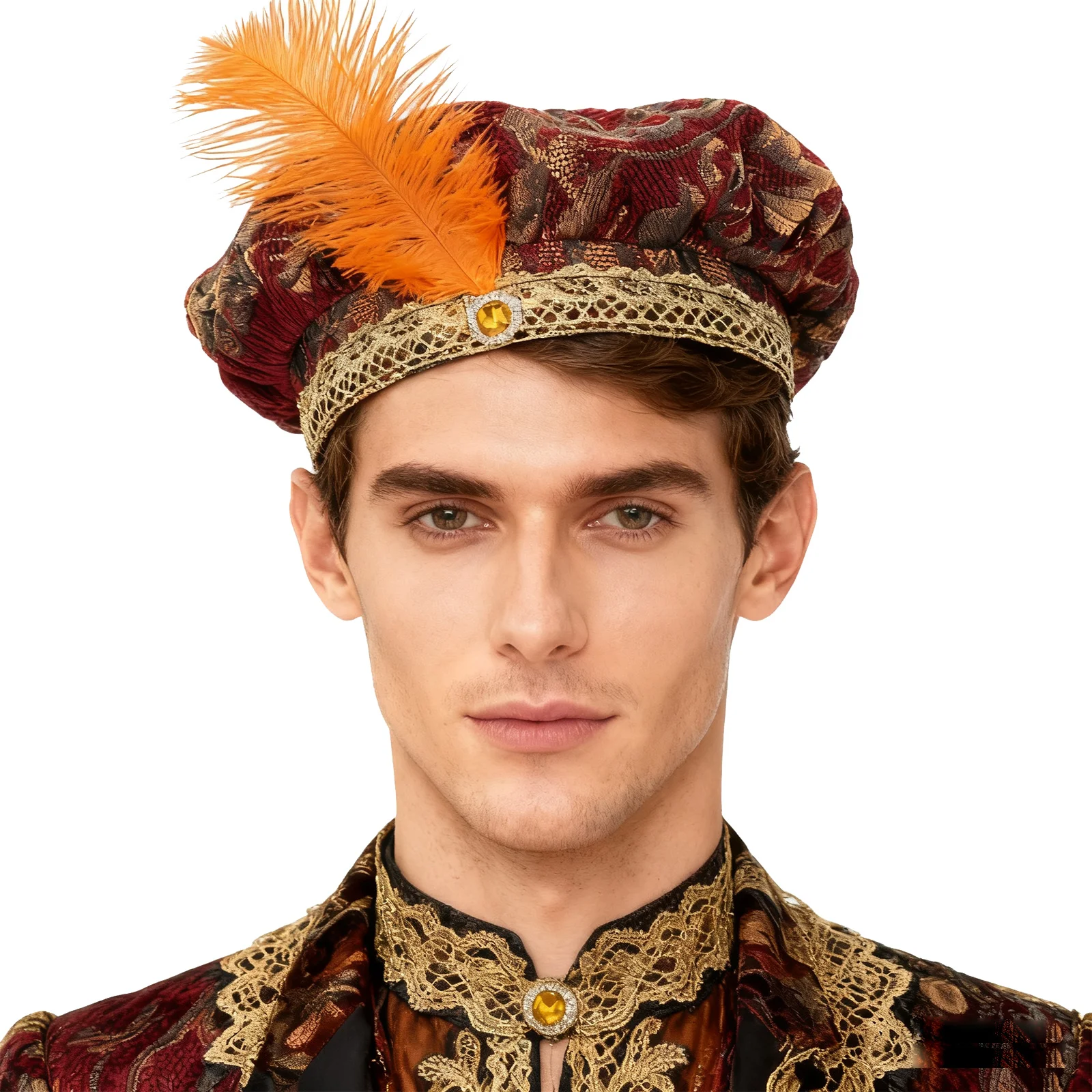 1Pc Middeleeuwse 15e Eeuw Renaissance Gevederde Baret Floppy Hoed Delicate Carnaval Cosplay Kostuum Accessoires voor Vrouwen Mannen