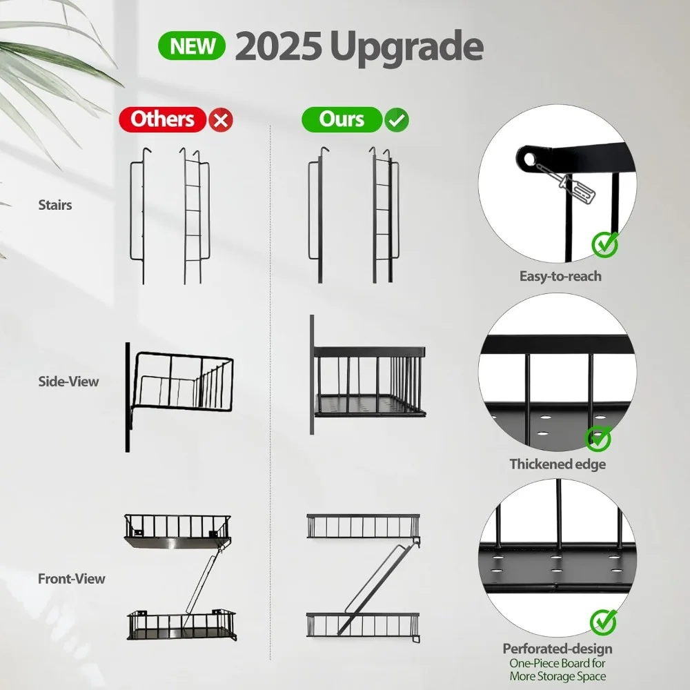 رف حائط معدني من 3 طبقات - مساحة تخزين عائمة مزخرفة لغرفة النوم، شاشة مكتب مع دعم عالي التحمل #5