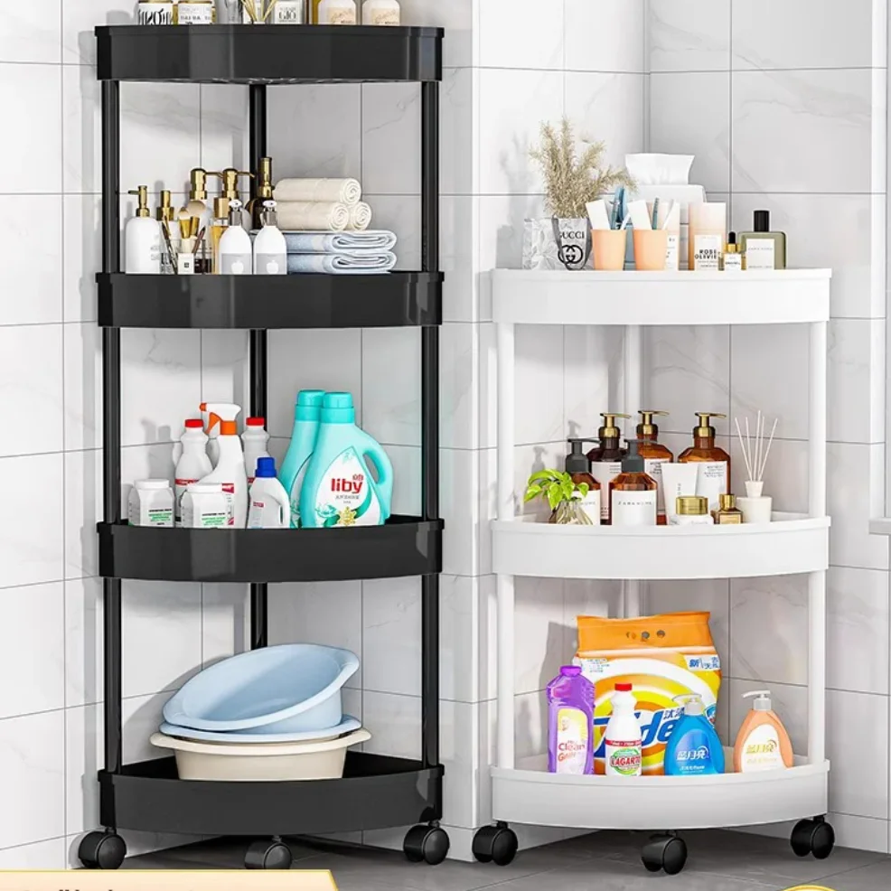 

Bathroom Storage Cart With Wheels Kitchen Living Room Storage Rack High Load-Bearing Capacity Home Accessories