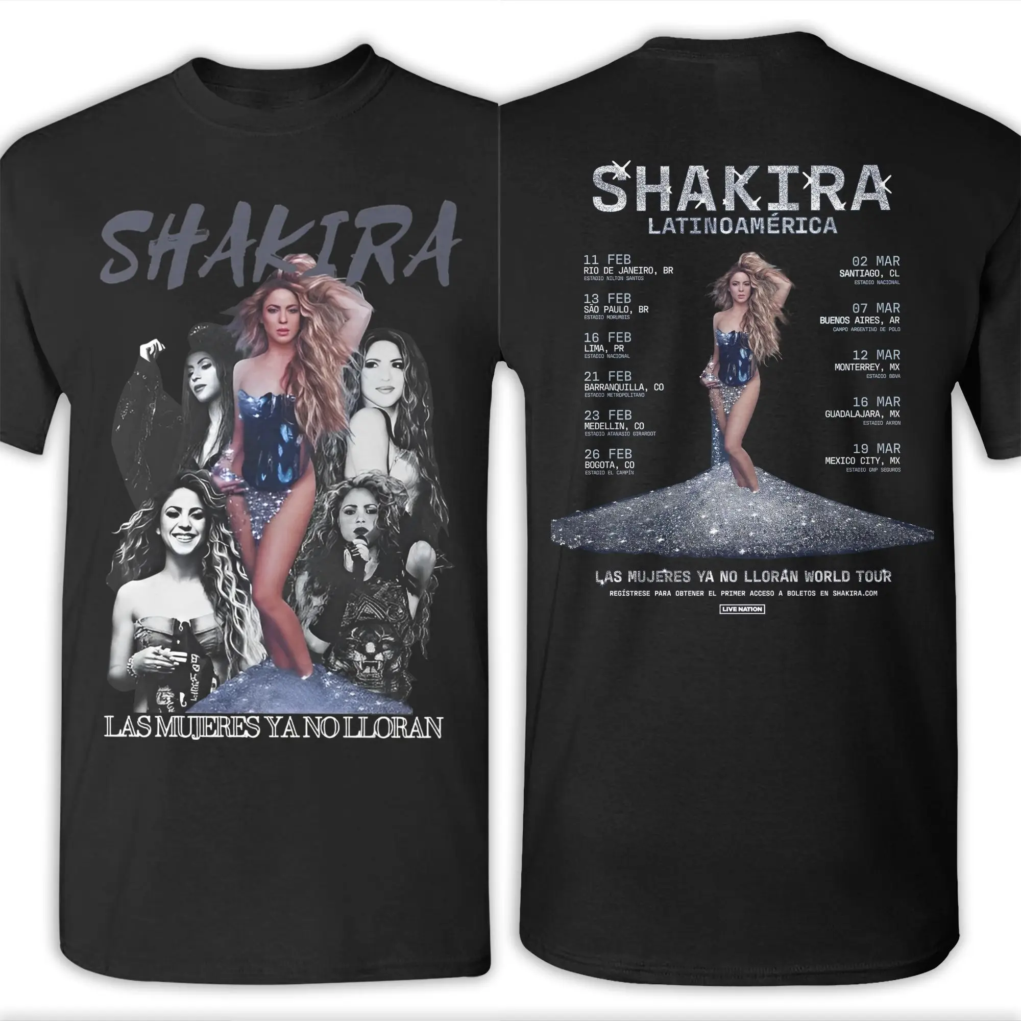 Men Shakira Las Mujeres Ya No Lloran 2025 World Tour  T Shirt  Pure Cotton Tops Short Sleeve Crewneck Tee Shirt Printing T-Shirt