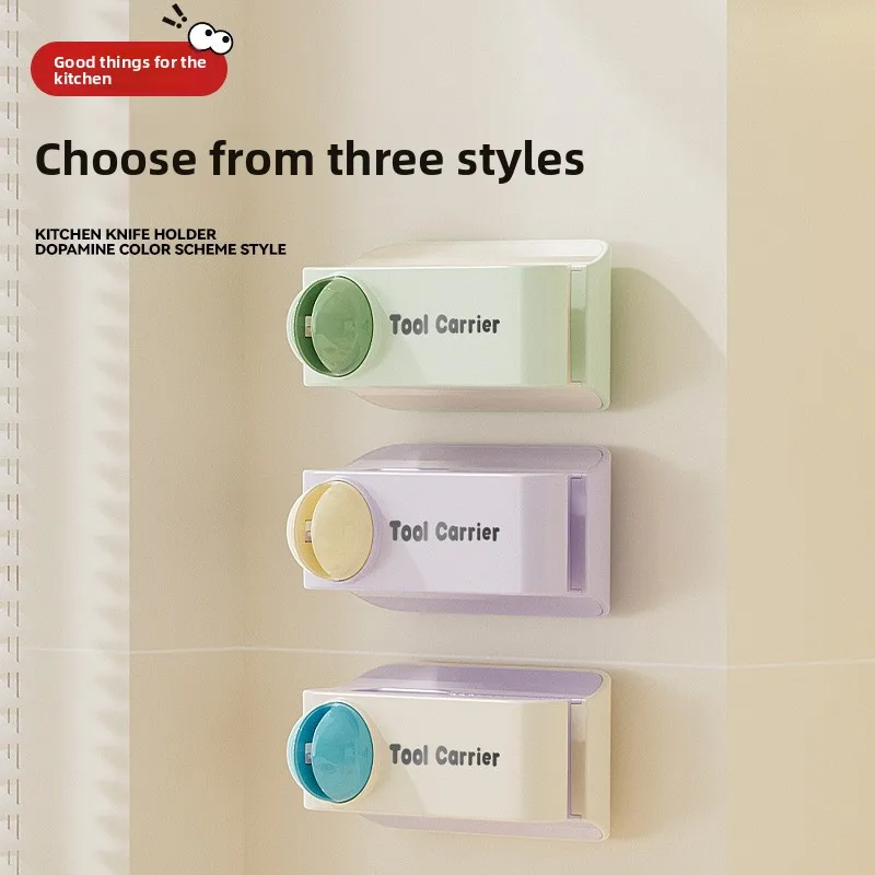 Kitchen No-drill Wall-mounted Multi-function Knife Sharpener Stone and Knife Rack Combination, Safe and Stable Knife Storage