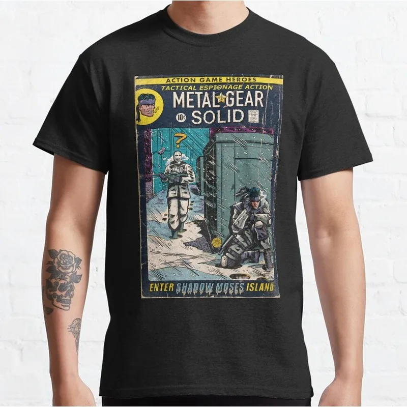 Metal Gear Solid MGS Enter Shadow Moses Video Game T‑Shirt Gamer Fan Gift Unisex Tees Solid Snake Graphic Print Streetwear Tops