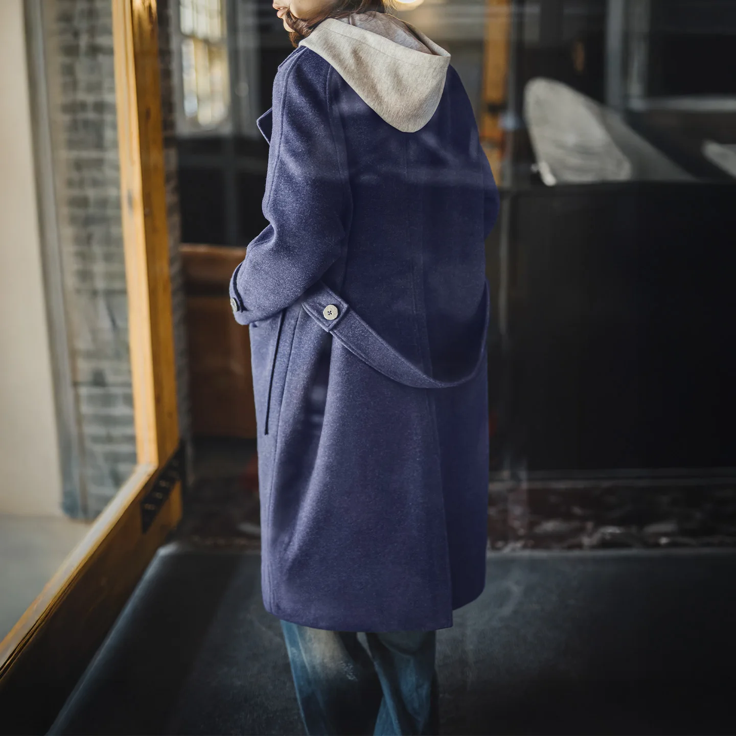 Maden Women's Heavyweight Winter Coat Warm Windproof Felt Overcoat British Style Stand Collar Mid-Long Outerwear