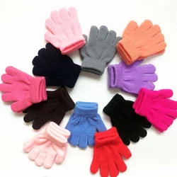 Guantes de punto de invierno para niños, guante de dedo completo para niños y niñas, guantes gruesos cálidos para bebés, mitones de algodón de Color caramelo