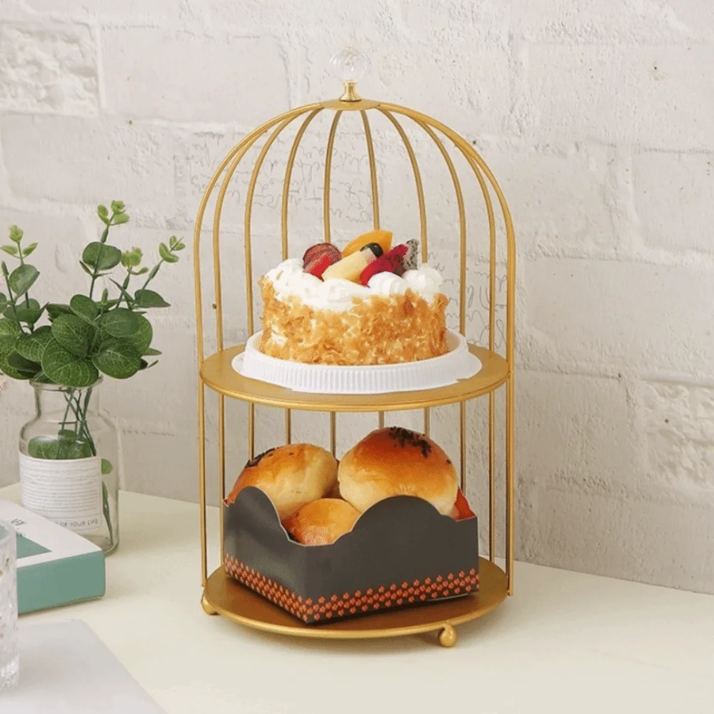 Easy to Clean Bird Cage Jewelry Rack Large Capacity Cake Stands Iron Storage Holder Rust-proof Waterproof Desktop Display Stand