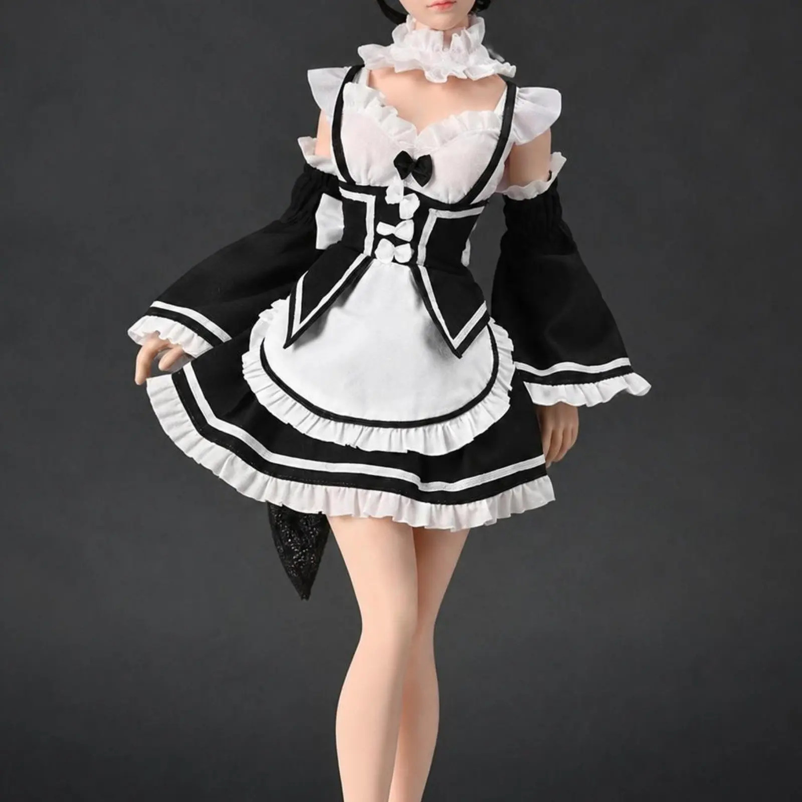 1/6 Doll Maid Outfit Lace Trim 1/6 Scale Maid Dress Toy Clothing Frilly Design Premium Cloth