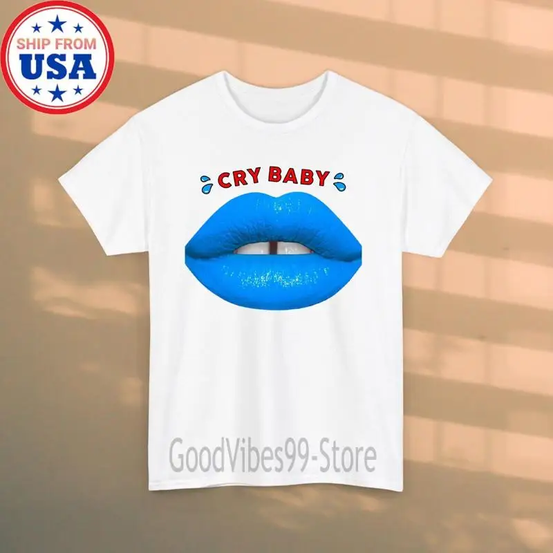 

Cry Baby A Bright Blue Lipstick Men's White T-shirt Size S-5XL