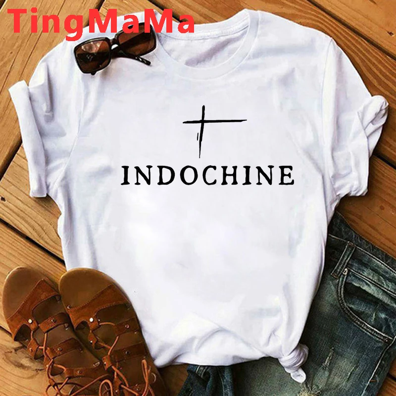 Indochine Pop Rock T-Shirt Men New Wave French Band Graphic Tees Harajuku Streetwear Summer Top Hip Hop Unisex T Shirt Male