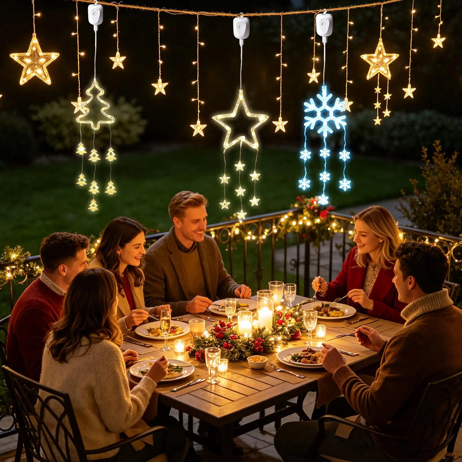 Christmas Window Light Waterproof Decorative Snowflake Lights Christmas Indoor Centerpieces for Fireplace New Year Window Sill