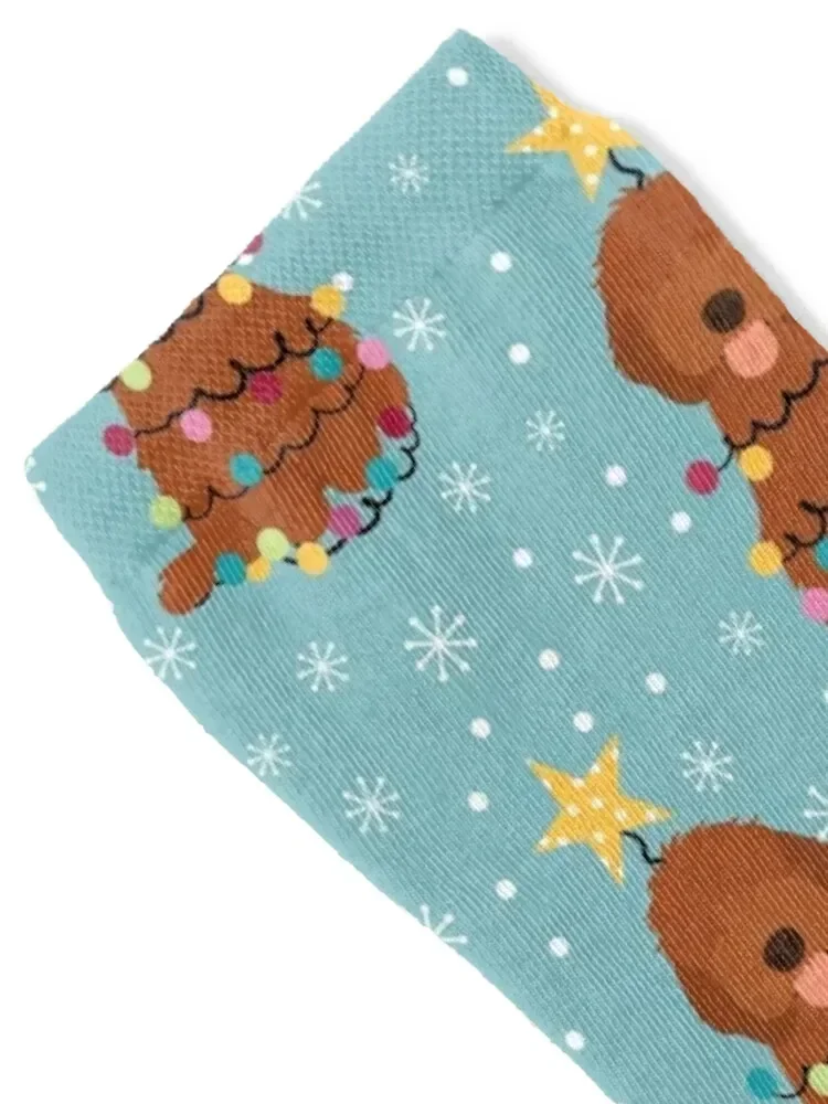 Ruby Red Cockapoo Cavapoo Cavoodle Christmas Tree Socks New year's Thermal man winter colored Socks Woman Men's