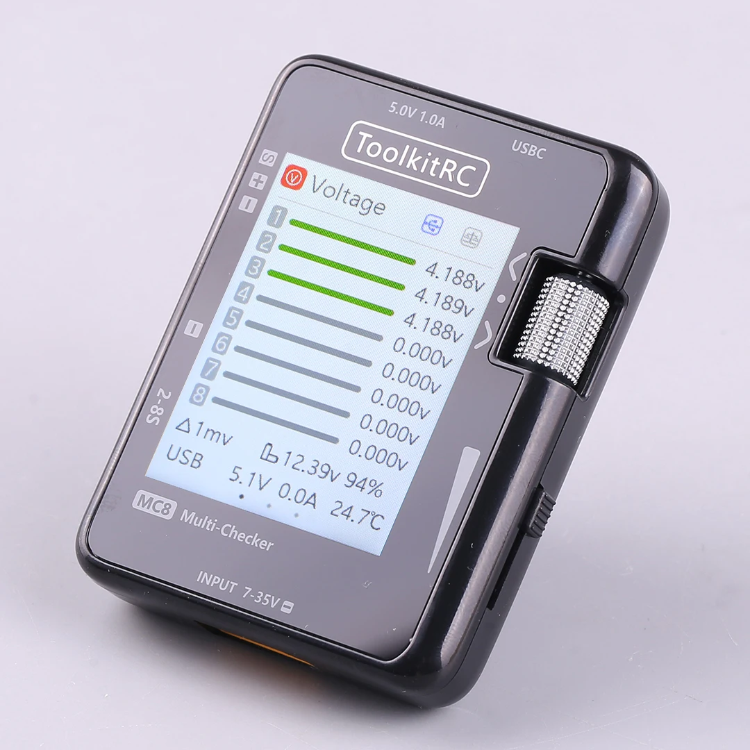 ToolkitRC MC8 Smart Battery Multi-Checker Balancer Receiver Signal Tester Quick Charge Function