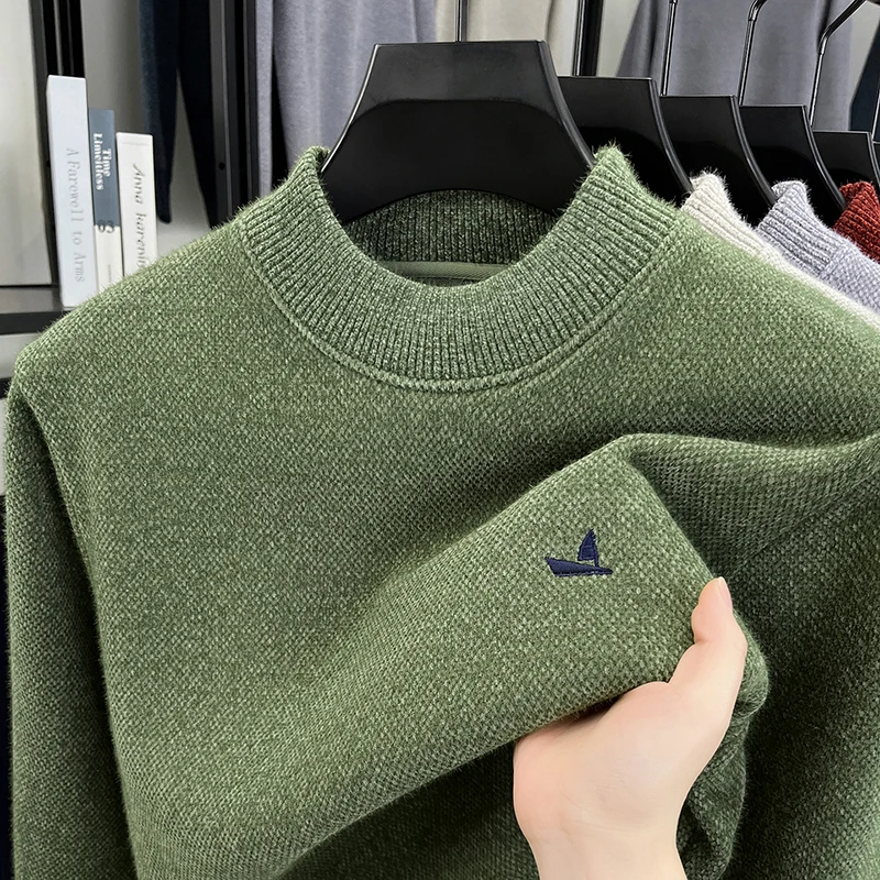 

Fashion sailing embroidered men's knitted pullover luxurious brand comfort autumn winter high-quality casual round neck sweater