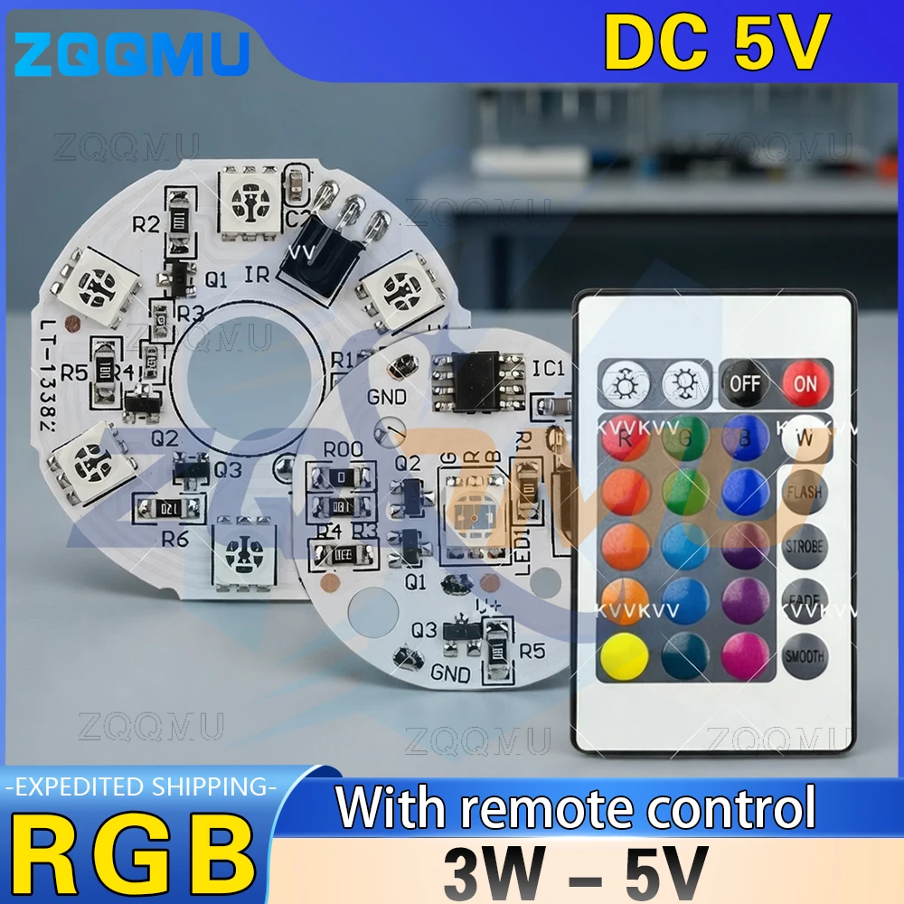 38mm RGB LED Light Board Round Light Source DC 5V Low Voltage Compatible Touch Switch Remote Control Ambient DIY Lamp Module