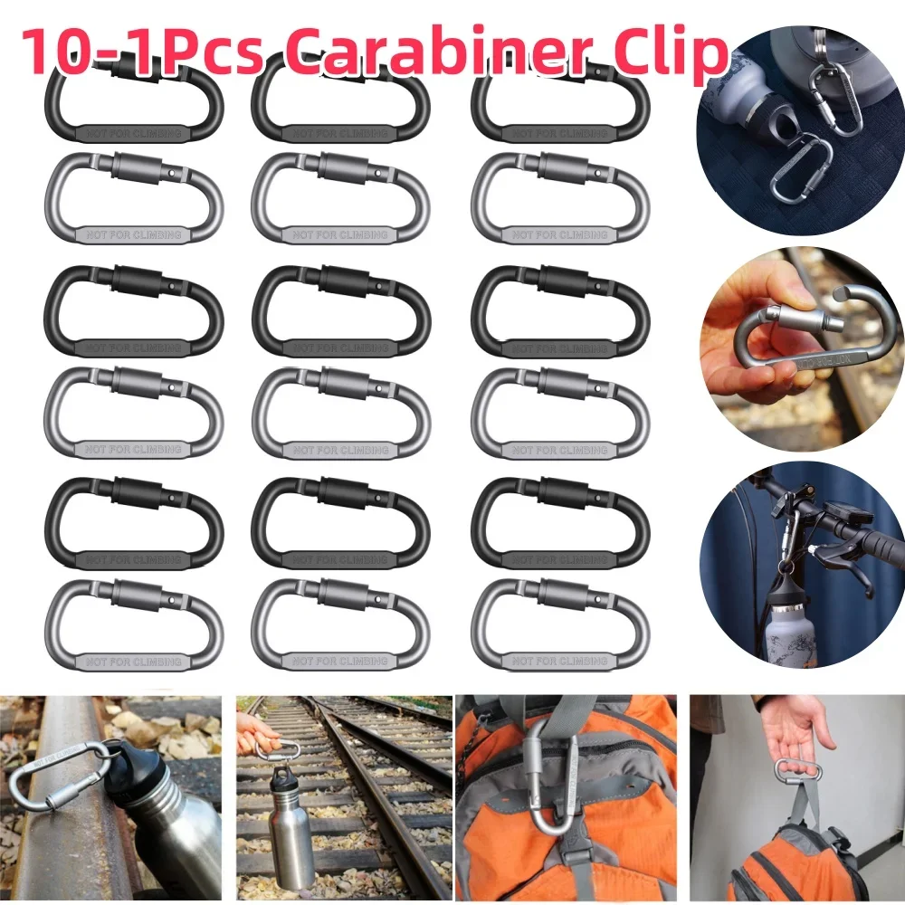 10-1PCS Carabiner Set For Key Camping Survival EDC Outdoor Keychain Clip Alloy Aluminum Tactical Caribiner Hook Karabiners