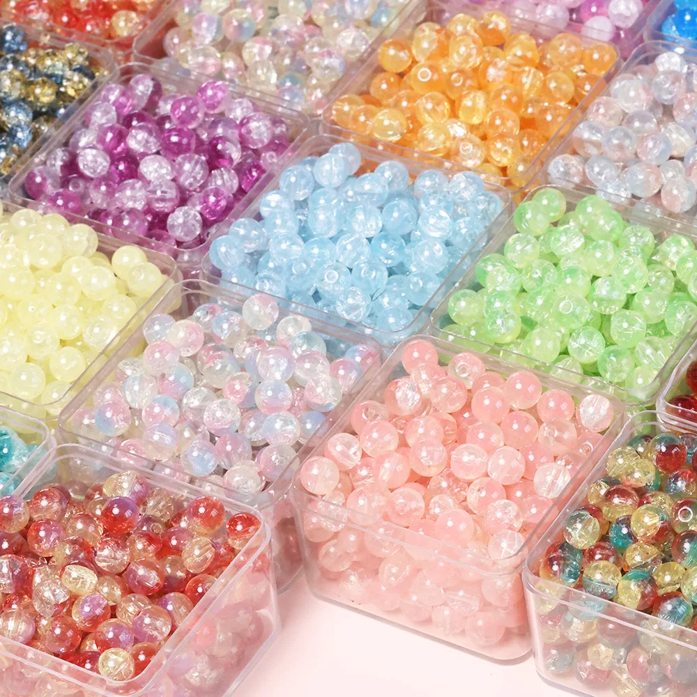 

10mm three-color ice soul crack beads handmade glazed beads loose beads DIY jewelry bracelet accessories necklace material