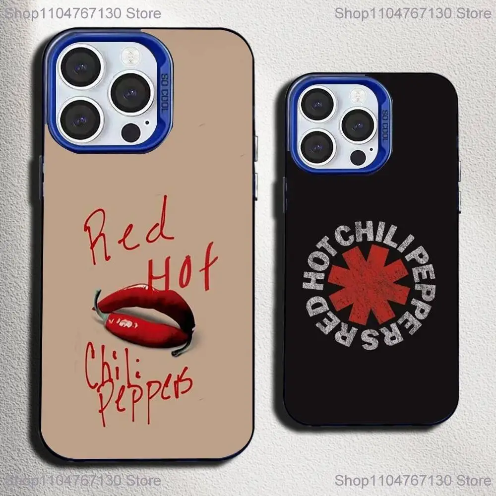 

R-Red Hot C-Chili Peppers Band Phone Case For iPhone 16,15,14,13,12,11,Mini,Pro,SE,MAX Blue Matte Silicone Cover
