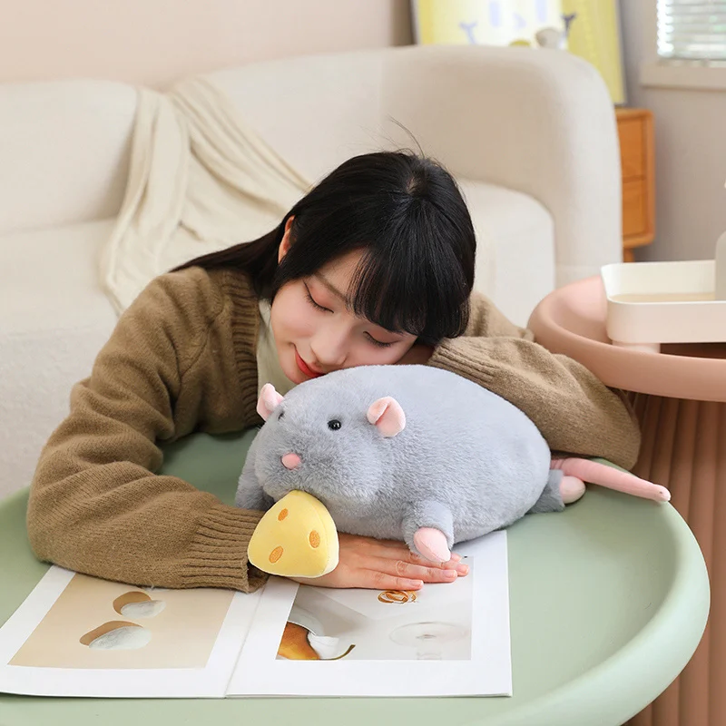 Pull String Cheese Rat Soft Stuffed Plush Toys Big Mouse Dolls Throw Pillow Cute Rats Stuffed Plushies Gifts For Girls Boys Kids