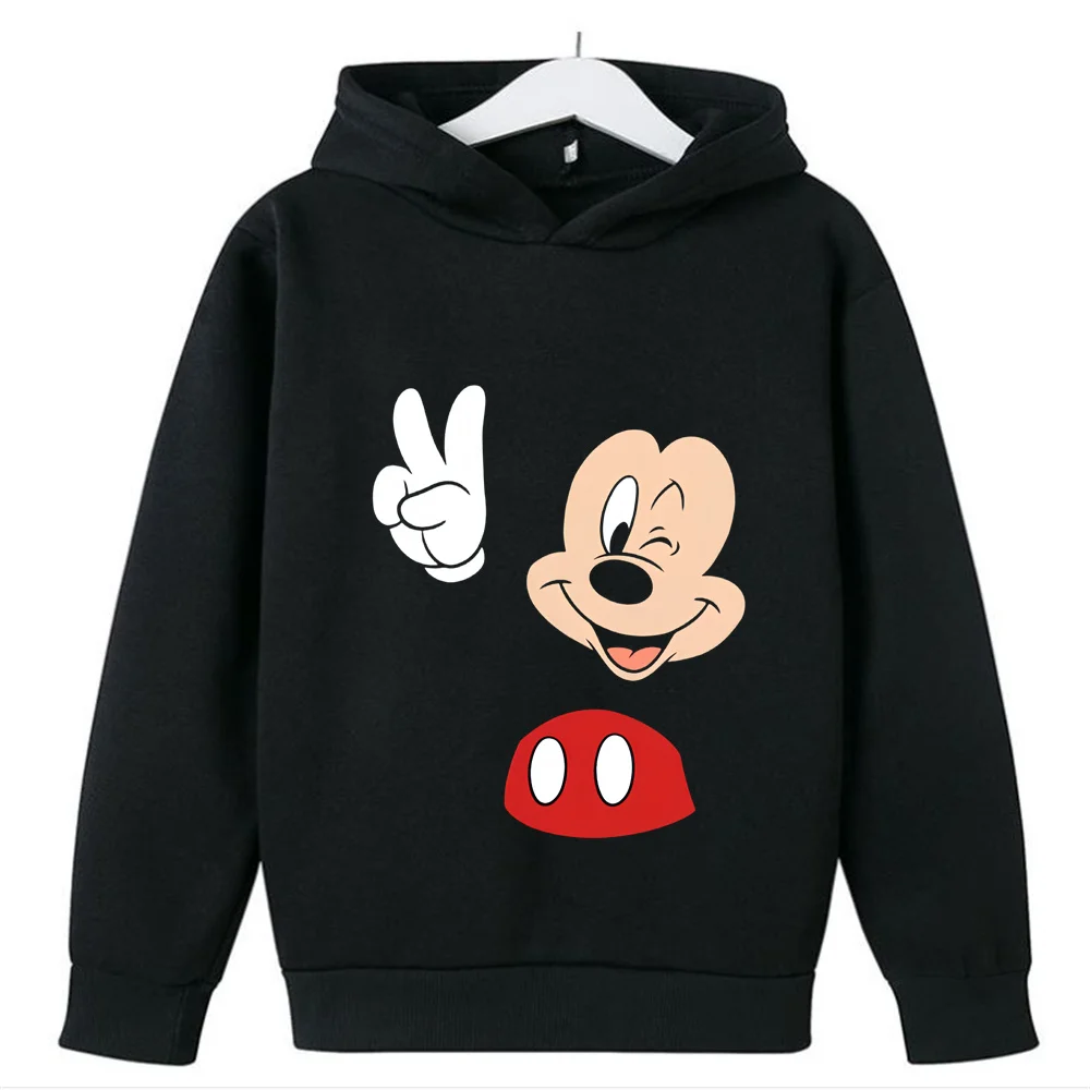 Ropa de Disney para niñas, sudadera con estampado de dibujos animados de Mickey y Minnie Mouse, moda informal para niños de 3 a 14 años