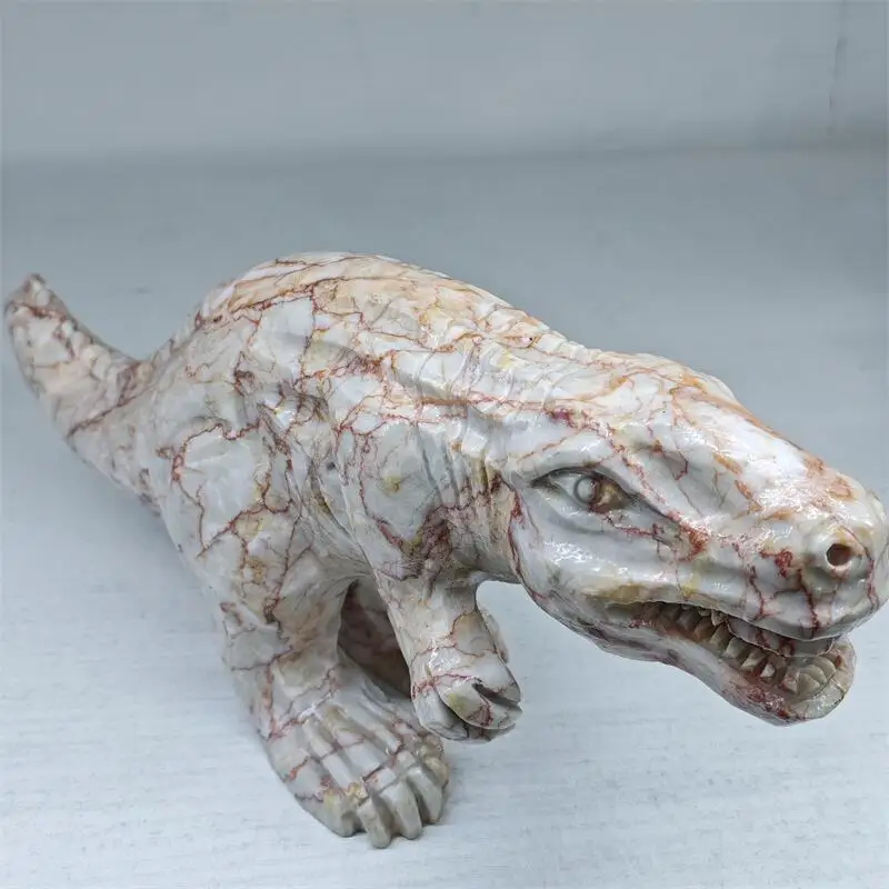 Natural Red Network Stone Dinosaur Carving Mineral Statue Crystal Figurines Decor Crafts For Holiday Gifts 1PCS